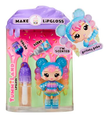 Yummiland Lip Gloss Doll - Britney Boba, with DIY Lip Gloss Kit, Ages 4