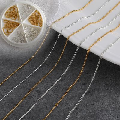 6 Strips 3D Nail Art Chains Nails Chain Charms Metallic Chain Nail Charm Gold Silver Line Nails Charms for DIY Manicure Decoration