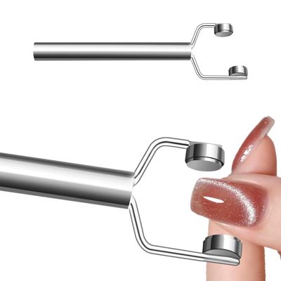 3-in-1 Cat Eye Nail Magnet Tool, Y-Shaped Double Head Magnetic Gel Polish Applicator, Powerful Portable Handheld Magnet for Cat Eye Nail Art Design, Salon, Studio, or Home Manicure