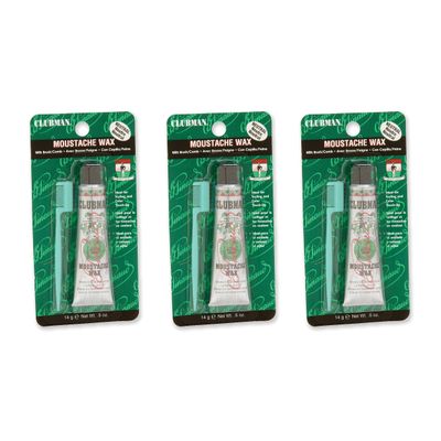 Clubman Pinaud Moustache Wax with Comb Applicator, Neutral, 0.5 Oz (Pack of 3)