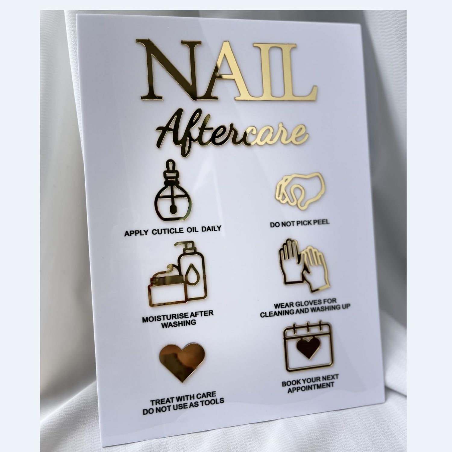 Nails Aftercare 3D Acrylic Sign Advice for Nail Room Decor Manicure Business Supplies Essential Nail Tech Must Haves(7.5 10.5)