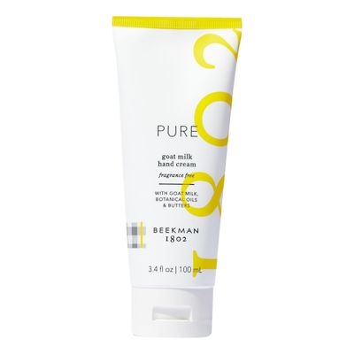 Beekman 1802 Pure Goat Milk Hand Cream, Pure - Fragrance Free - 3.4 oz - Moisturizing Lotion for Dry Skin - Anti-Aging Hydration - Good for Sensitive Skin - Cruelty Free