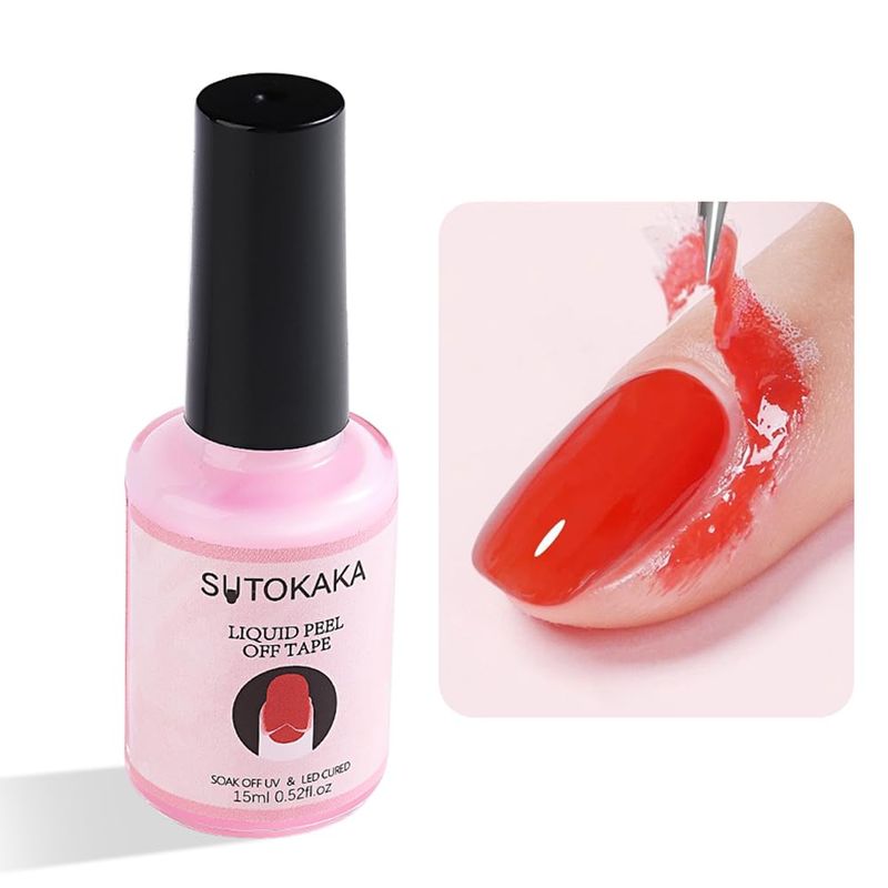 SUTOKAKA 15ml Liquid Latex Tape Peel Off, Nail Cuticle Guard Skin Barrier Protector for Home DIY Nail Art Salon
