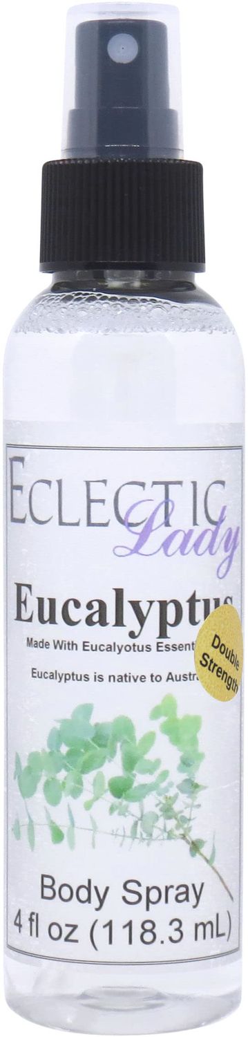 Eclectic Lady Eucalyptus Body Spray, Double Strength, 4 ounces, Body Mist for Women with Clean, Light &amp; Gentle Fragrance, Cologne with Soft, Subtle Aroma For Daily Use