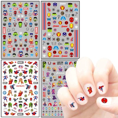 Cute Cartoon Nail Art Stickers 3D Self Adhesive Nail Decals Anime Kawaii Nail Sticker Designer Nail Supplies for Boys Kids Girls Manicure Tips Party Decoration (4 Sheets)