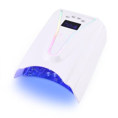 M - Crystal Cure 128W UV/LED Nail Lamp | Fast Curing with 45 Powerful 365nm405nm LEDs | Cordless, Rechargeable, Auto Sensor | Professional Gel Nail Dryer for Manicures & Pedicures (White)