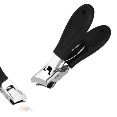 Wide Mouth Nail Clippers, 3.07x0.75 Inch Splash-Proof Angled Head Heavy Duty Large Cutter Jaw Opening Fingernail Pliers Thick Toe Toenail Trimmer Pedicure Manicure Tool for Seniors Men Women (Black)