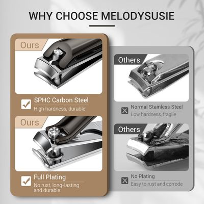 MelodySusie Nail Clippers Set, Ultra Sharp Toenail Clippers with Glass Nail File, 3 in 1 Stainless Steel Nail Clippers for Men Women, Fingernail Clipper Nail Cutter Manicure Set, Dark Gray