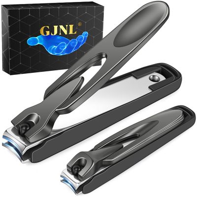 Nail Clippers with Catcher, 2 Pack Anti Splash Self-Collecting Fingernail Clippers Mess Free Nail Cutter w Catching Storage