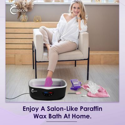 Paraffin Wax Machine for Hand and Feet - ELEGCOV Paraffin Wax Warmer with 8 Packs Lavender Bath Wax Refills KitHand and Foot Moisturizing Care Kit, 4000ml Fast Meltdown Parafin Hot Wax Machine