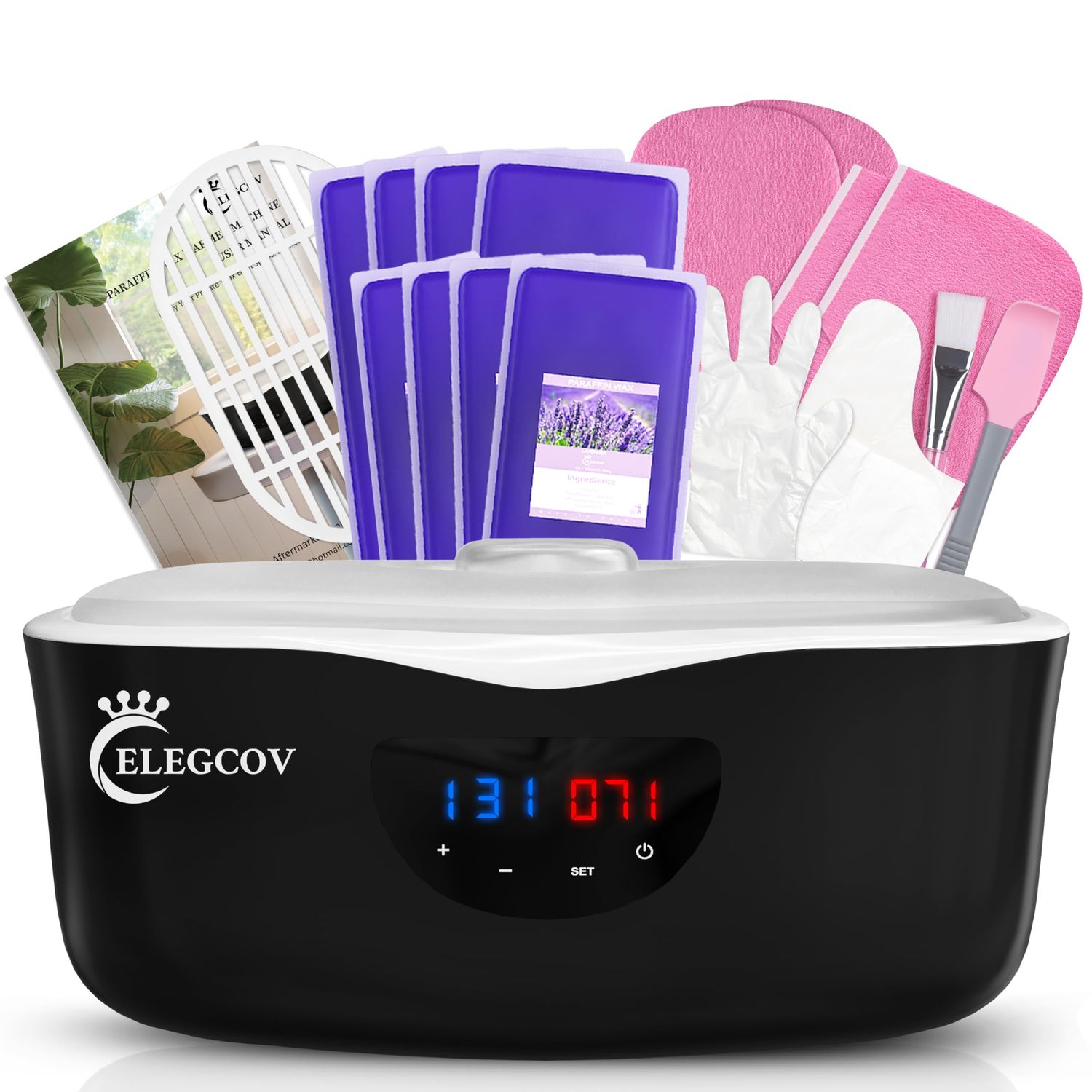 Paraffin Wax Machine for Hand and Feet - ELEGCOV Paraffin Wax Warmer with 8 Packs Lavender Bath Wax Refills KitHand and Foot Moisturizing Care Kit, 4000ml Fast Meltdown Parafin Hot Wax Machine