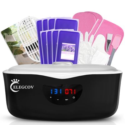 Paraffin Wax Machine for Hand and Feet - ELEGCOV Paraffin Wax Warmer with 8 Packs Lavender Bath Wax Refills KitHand and Foot Moisturizing Care Kit, 4000ml Fast Meltdown Parafin Hot Wax Machine