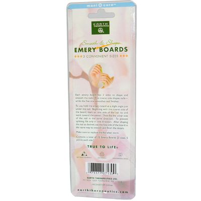 Earth Therapeutics Smooth and Shape Emery Boards, 15 Count