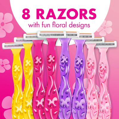 BIC Soleil Simply Smooth Womens Disposable Razors, 3 Blades With Moisture Strip For a Silky Smooth Shave, 8 Piece Razor Set
