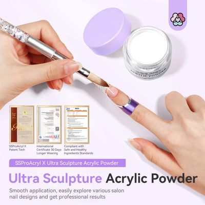 SAVILAND Ultra-Smooth Clear Acrylic Powder: Keratin Professional Acrylic Nail Powder 2024 Ultra Sculpture Tech for Acrylic Nail Extension Carving 3D Nail Art Nail Tech Salon Studio Manicure