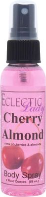 Eclectic Lady Cherry Almond Body Spray, Double Strength, 4 ounces, Body Mist for Women with Clean, Light &amp; Gentle Fragrance, Cologne with Soft, Subtle Aroma For Daily Use