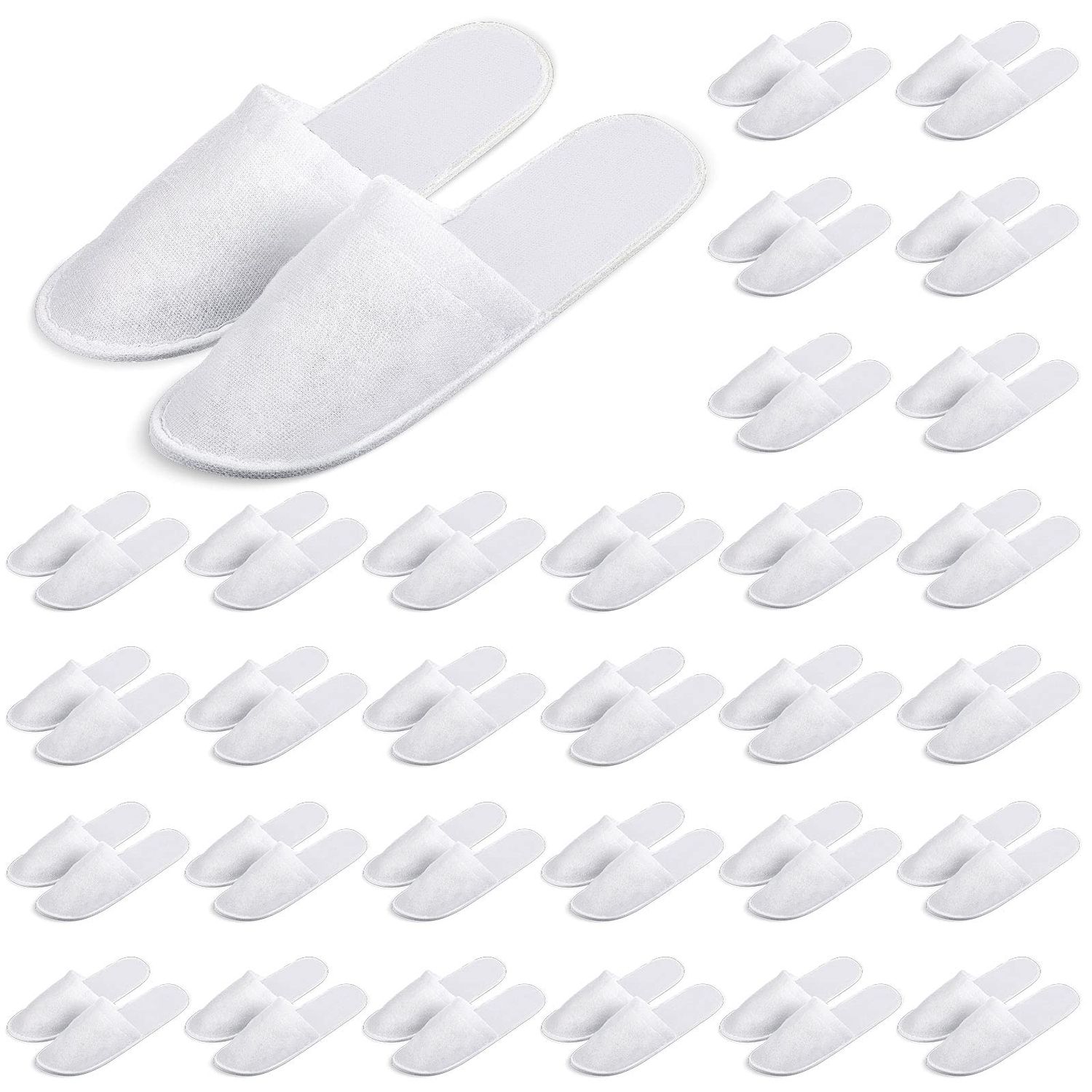 SATINIOR 30 Pairs Disposable Slippers, White, Medium, Unisex-Adults, Closed Toe, Non-Slip, Spa, Hotel, Travel, Home, Sanitary, Breathable, Fleece Cloth, EVA