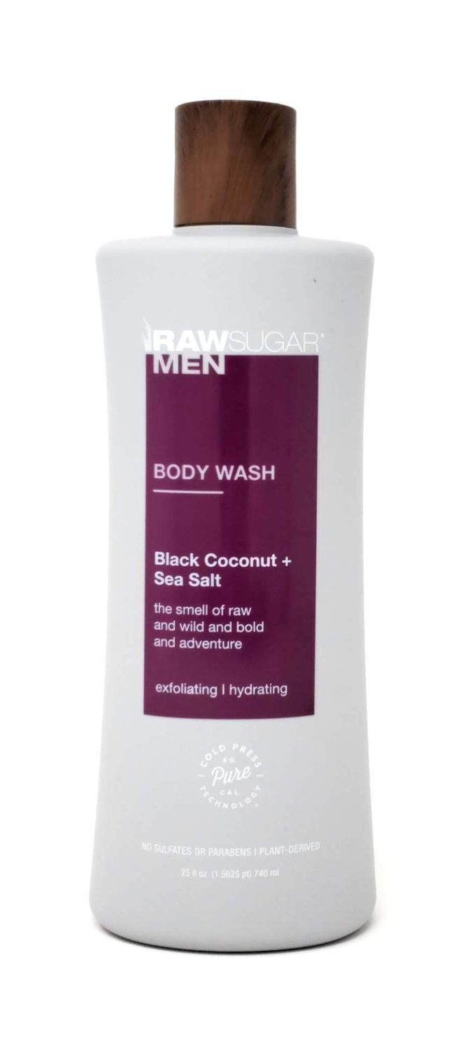 RAW SUGAR Mens Body Wash 25 fl oz (Pack of 1) (Black Coconut Sea Salt)