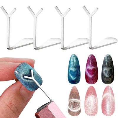 C12rtive Heart Cat Eye Nail Magnet Tool,4 Pcs Professional Stainless Steel Heart Cat Eye Nail Magnet for Nails for Cat Eye Gel Nail Polish,Suitable for Personal DIY, Nail Studio or Nail Salon