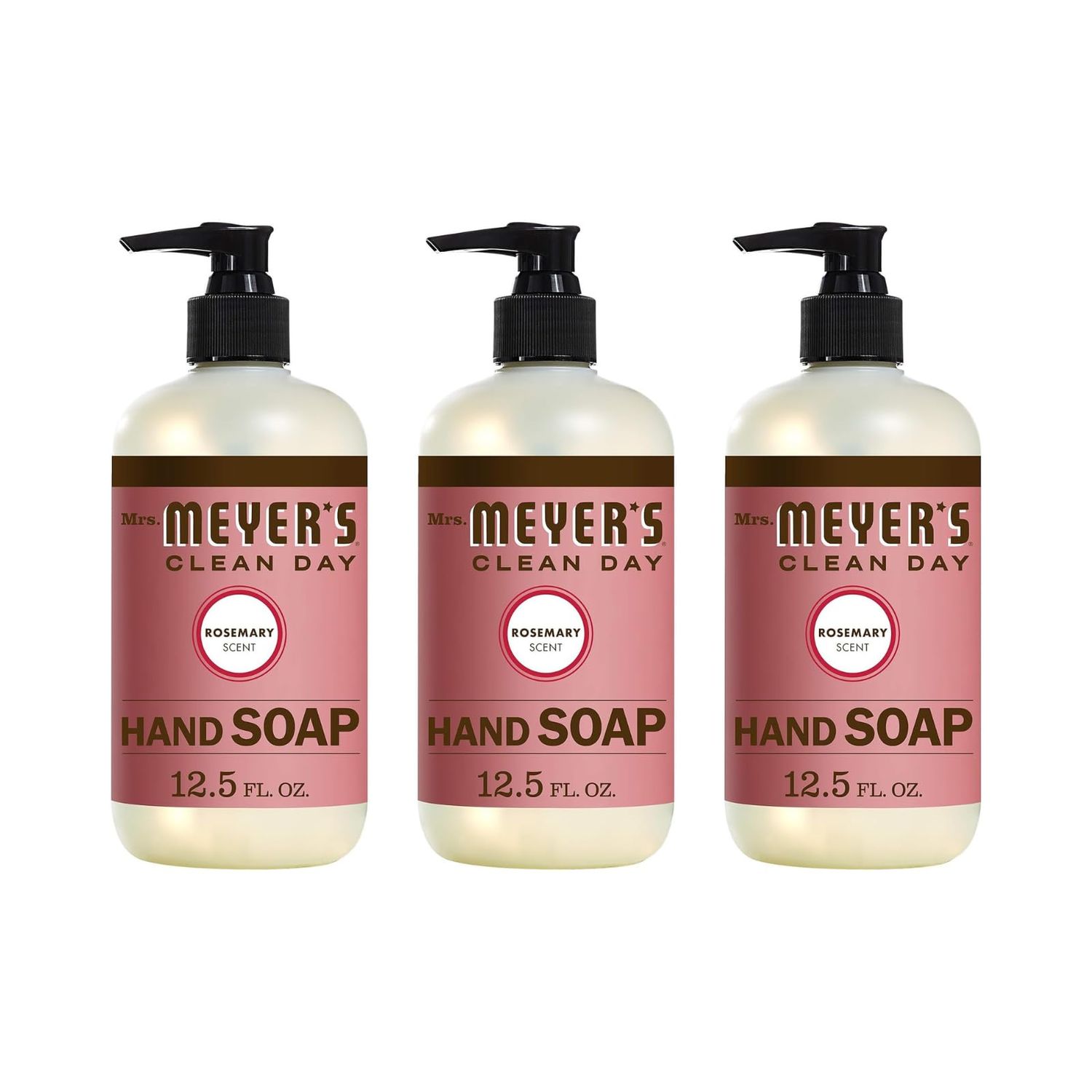 Mrs. Meyers Clean Day Liquid Hand Soap Bottle, Rosemary Scent, 12.5 Fl Oz (Pack of 3)
