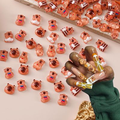 ZUMILLMN Capybara Nail Charms Flatback Nail 3D Capybara Nail for Charms Nail Acrylic Accessories Y2K Nail for Women Girls DIY Crafts Nail Art Decorations(100 Pcs)