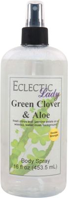 Green Clover And Aloe Body Spray, Double Strength, 16 ounces, By Eclectic Lady, Body Mist for Women with Clean, Light &amp; Gentle Fragrance, Cologne with Soft, Subtle Aroma For Daily Use