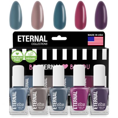 Eternal Blue Nail Polish Set for Women (DARK ELEGANT) - Brown Nail Polish Set for Girls - Pink Nail Polish Quick Dry &amp; Long Lasting for Home DIY Manicure &amp; Pedicure - Made in USA, 13.5mL (Set of 5)