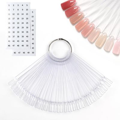 GAOY Clear Nail Swatch Sticks, 50 Pcs Fan-shaped Nail Color Display with Number Stickers, Sample Swatches for Home or Salon Use