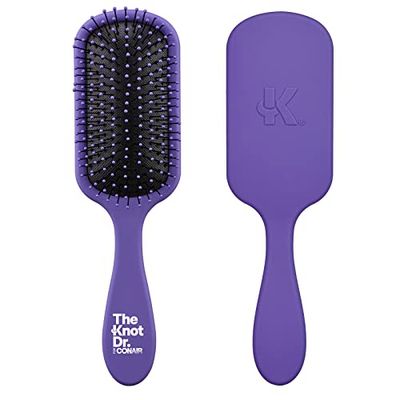 The Knot Dr. hair brush by Conair - Detangling hair brush - Removes Knots and Tangles in wet or dry hair - curly hair brush - Purple