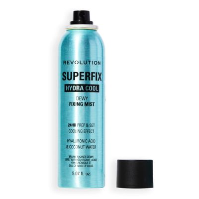 Revolution, Superfix Hydra Cool Prep Fix Continuous Fixing Mist, Hydrating Face Spray for Makeup, Infused with Aloe Vera, Vegan &amp; Cruelty Free, 5.7 oz