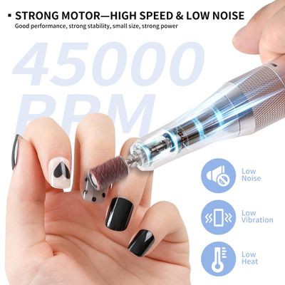 LimeGirl Electric Nail Drill Professional for Acrylic Nail Kit, Portable Electric Manicure Pedicure Polishing Set with 13 in 1 Nail Drill Bits Kit, 2024 Upgraded Electric Nail File 45000RPM (White)