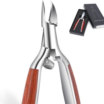 Podiatrist Toenail Clippers for Ingrown&amp;Thick Toenails, alicates para uas de pies, Luxury Wooden Handle Nail Clippers, Professional Toenail Cutter for Seniors, Men, Women