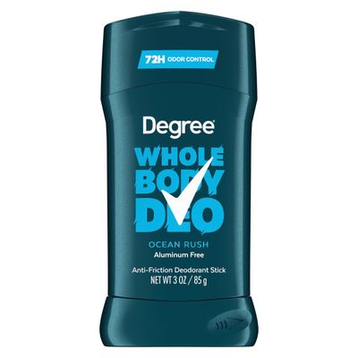 Degree Men Whole Body Deodorant Stick, Ocean Rush Scent, Glides on Clear Absorbs Sweat, Aluminum Free 72H Odor Protection 3 oz