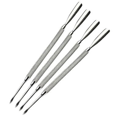 4-Pack Cuticle Pusher - Dual-Sided, Sharp Edge Spoon Shaped, Double Ended Stainless Steel Surgical Grade Nail Care Tools for Professional Manicure and Pedicure