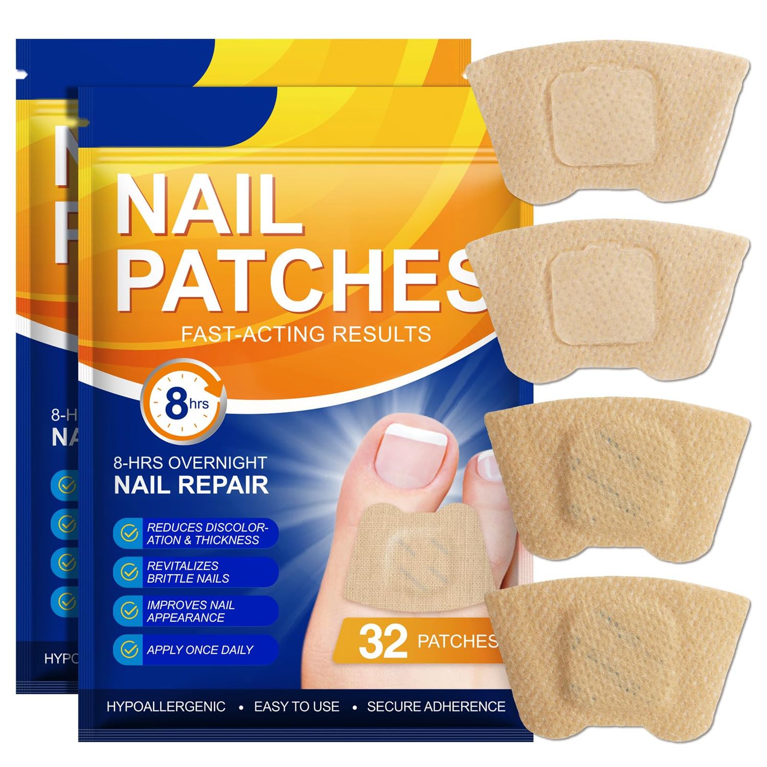 Toenail Treatment Extra Strength-8-Hrs Overnight Nail Repair,ingrown toenail treatment,Strengthens Brittle Nails,Improves Texture &amp; Thickening Hypoallergenic Easy To Use Secure Adherence