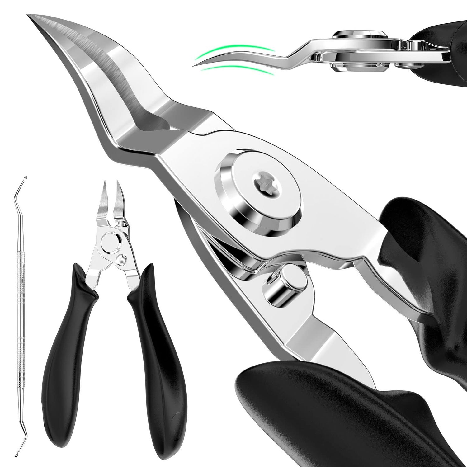 Ingrown Toenail Clippers(Upgrade), Steel Nail Clippers for Professional Podiatrist, Unique Long Handle Curved Blade Tool for Thick &amp; Ingrown Nails, Suitable for Men, Women and Elderly-XIORRY
