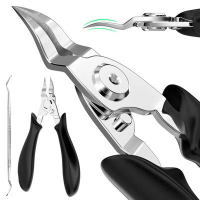 Ingrown Toenail Clippers(Upgrade), Steel Nail Clippers for Professional Podiatrist, Unique Long Handle Curved Blade Tool for Thick &amp; Ingrown Nails, Suitable for Men, Women and Elderly-XIORRY