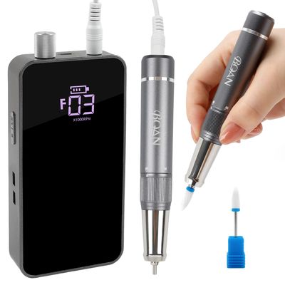 BQAN Pro Nail Drill - High-Performance 40000RPM Rechargeable Electric Nail File Function for Manicure &amp; Pedicure and Acrylic Nails Gel Polish Remover (Grey)