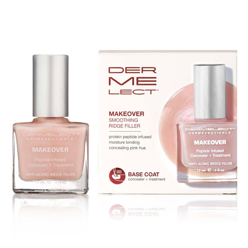 Dermelect Makeover Ridge Filler - Award-Winning Nail Treatment, Strengthens, Moisturizes, Conceals Imperfections, Keratin &amp; Peptide Enriched, For Healthy, Smooth Nails 0.4 oz