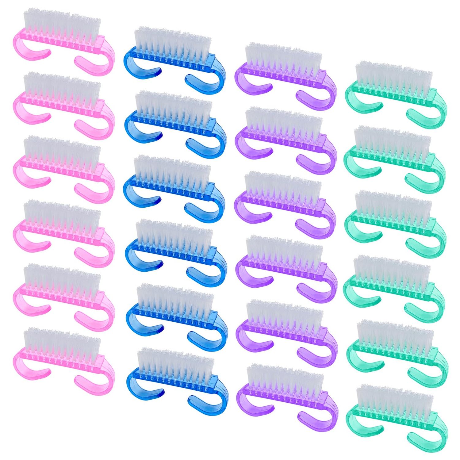 Handle Grip Nail Brush, 24 Pack Small Fingernail Brushes, Hand Scrub Cleaning Brush Kit for Nails and Toes Women Men, Multicolor