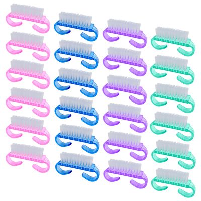 Handle Grip Nail Brush, 24 Pack Small Fingernail Brushes, Hand Scrub Cleaning Brush Kit for Nails and Toes Women Men, Multicolor