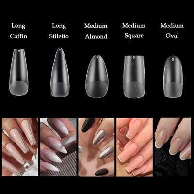 TXMOYI 240pcs Medium Almond Acrylic False Nail Tips Kit Soft Gel Full Cover Matte Press on Nails Clear Artificial Fake Nails for Nail Extension Long Coffin Stiletto Medium Square Oval Shaped Baller...
