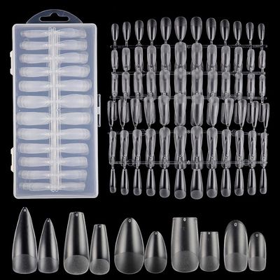 TXMOYI 240pcs Medium Almond Acrylic False Nail Tips Kit Soft Gel Full Cover Matte Press on Nails Clear Artificial Fake Nails for Nail Extension Long Coffin Stiletto Medium Square Oval Shaped Baller...