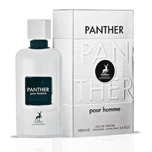 Maison Alhambra Panther Pour Homme Eau De Parfum Spray 100ML (3.4 OZ) Long Lasting Arabian Perfume For Men - Premium Perfume Men Fresh, Citrusy &amp; Spicy Fragrance with Vanilla, Vetiver &amp; Lavender Notes