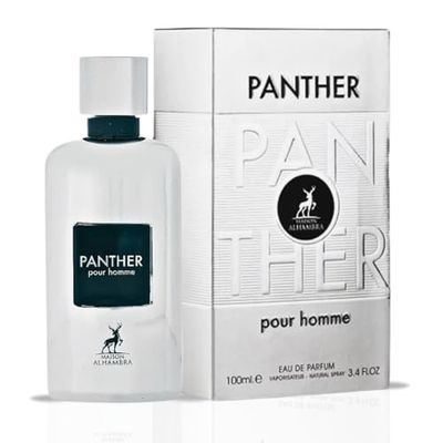 Maison Alhambra Panther Pour Homme Eau De Parfum Spray 100ML (3.4 OZ) Long Lasting Arabian Perfume For Men - Premium Perfume Men Fresh, Citrusy &amp; Spicy Fragrance with Vanilla, Vetiver &amp; Lavender Notes