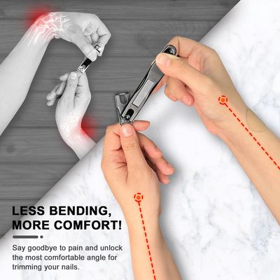 ILLFER Toe Nail Clippers for Seniors, 360 Rotating Long Handle Fingernail Clipper Ergonomic Nail Cutter for Men Women Premium Steel Nail Trimmer with Glass Nail File for Thick Toenails (Black)