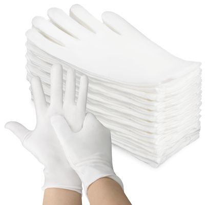 6 Pairs White Cotton Gloves - Breathable Cotton Gloves for Dry Hands Sleeping, Inspection, Coin Handling, Reusable Soft Cloth Glove for Eczema, Spa, Moisturizing Hands, High Elasticity, Women and Men