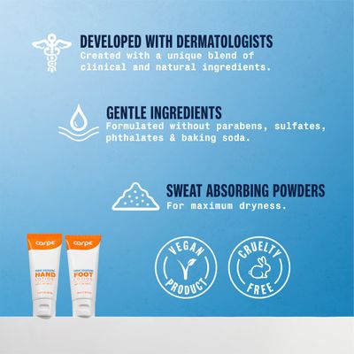 Carpe Sweat Absorbing Hand &amp; Foot Lotion Bundle, Stop Sweaty Hands and Sweaty,Smelly Feet, Dermatologist Recommended