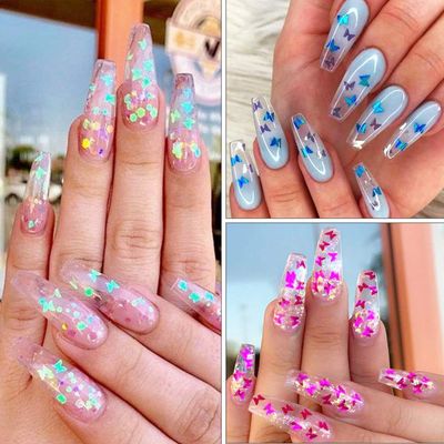12 Colors Butterfly Glitter Nail Sequins Holographic 3D Nail Art Flakes Colorful Confetti Glitter Sticker,Nail Art Design Makeup DIY Decoration Kit,Nail Sequins for Face Body Eye Hair