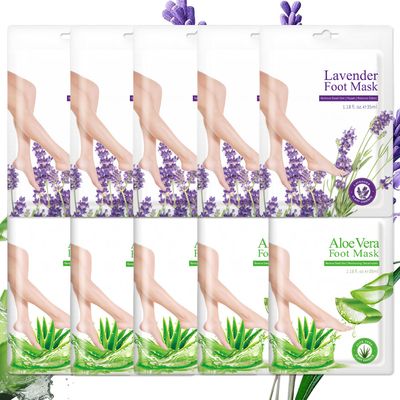ASMAYSA 10 Pairs Feet Masks for Dry Cracked Feet, Exfoliating and Softening Moisturizing Foot Mask, Hydrating Foot Mask for Men &amp; Women, Aloe Vera &amp; Lavender Peeling Foot Mask